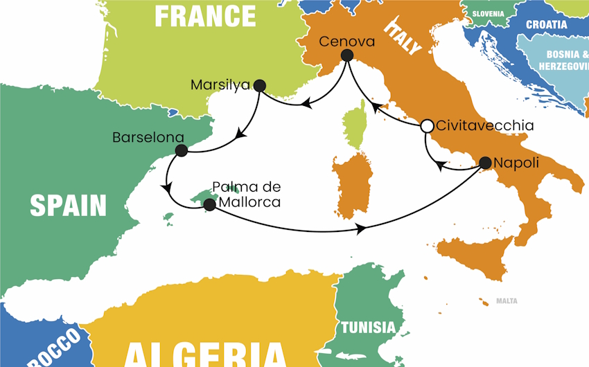 Costa Toscana ile Balear Adaları ve Batı Akdeniz Turu Pegasus ile / 7 Gece Konaklamalı / İstanbul Çıkışlı / 5 Kasım - 2
